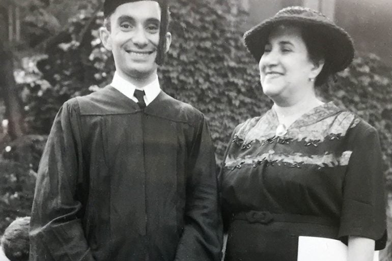 Sarkis Acopian '51 with his mother at graduation.